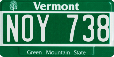 VT license plate NOY738