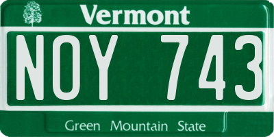 VT license plate NOY743