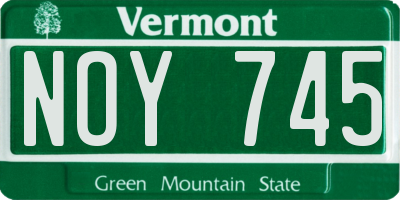 VT license plate NOY745
