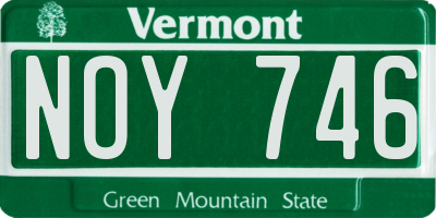 VT license plate NOY746