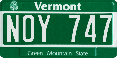 VT license plate NOY747