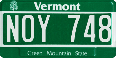 VT license plate NOY748