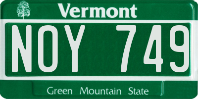 VT license plate NOY749