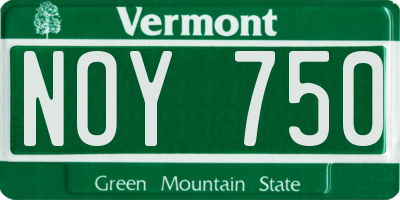 VT license plate NOY750