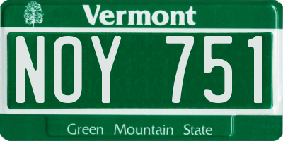 VT license plate NOY751