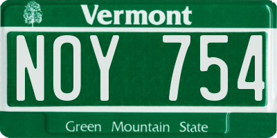 VT license plate NOY754