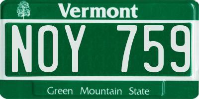 VT license plate NOY759