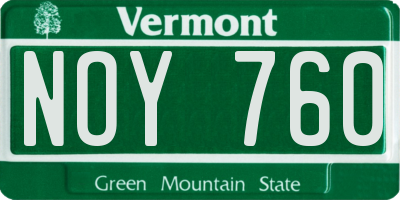 VT license plate NOY760
