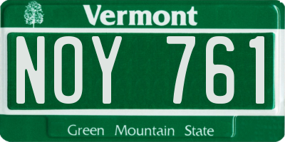 VT license plate NOY761