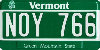 VT license plate NOY766