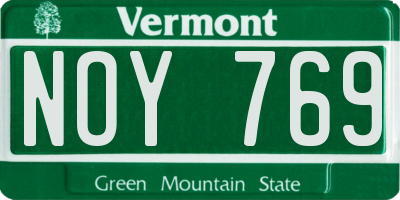 VT license plate NOY769