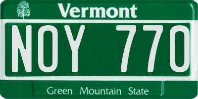 VT license plate NOY770