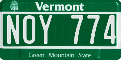VT license plate NOY774