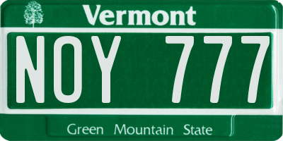 VT license plate NOY777