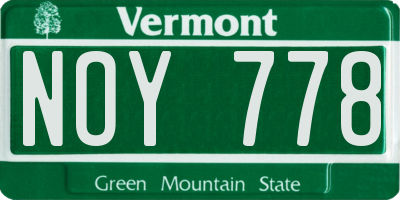 VT license plate NOY778