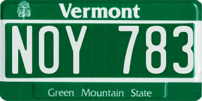 VT license plate NOY783