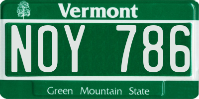 VT license plate NOY786