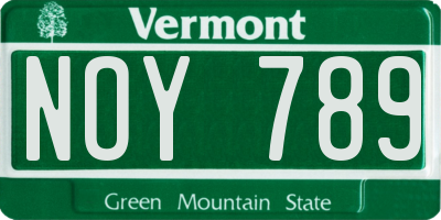 VT license plate NOY789