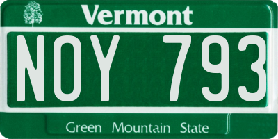 VT license plate NOY793