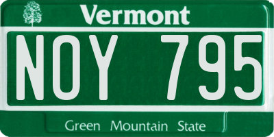 VT license plate NOY795