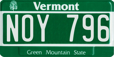 VT license plate NOY796