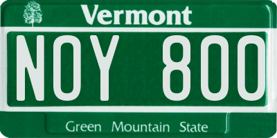 VT license plate NOY800