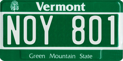 VT license plate NOY801