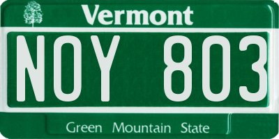 VT license plate NOY803