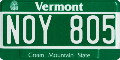 VT license plate NOY805