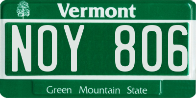 VT license plate NOY806