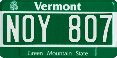 VT license plate NOY807