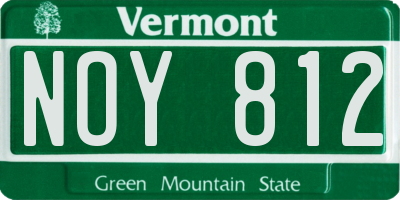 VT license plate NOY812