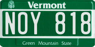 VT license plate NOY818