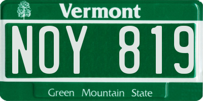 VT license plate NOY819