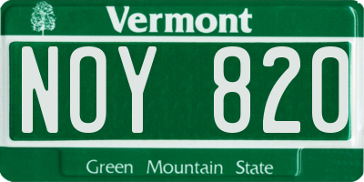 VT license plate NOY820