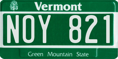 VT license plate NOY821