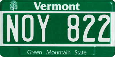 VT license plate NOY822