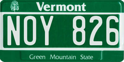 VT license plate NOY826