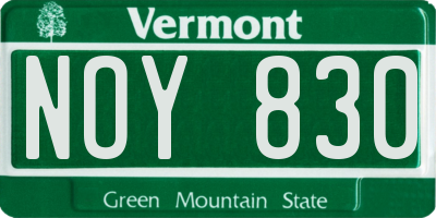 VT license plate NOY830
