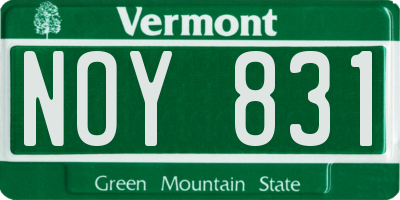 VT license plate NOY831
