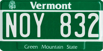 VT license plate NOY832