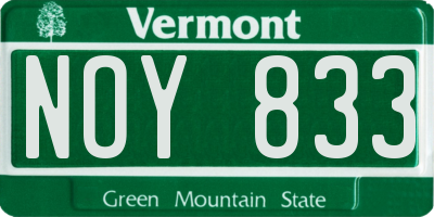 VT license plate NOY833