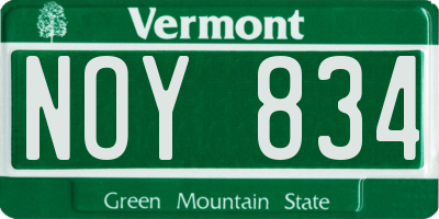 VT license plate NOY834