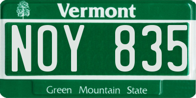 VT license plate NOY835