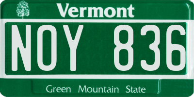 VT license plate NOY836
