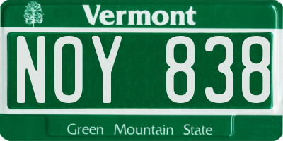 VT license plate NOY838
