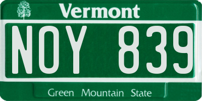 VT license plate NOY839