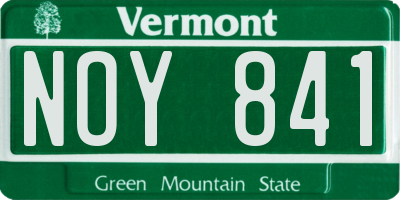 VT license plate NOY841