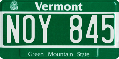 VT license plate NOY845