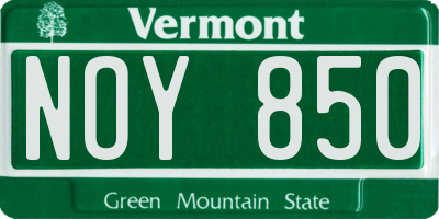 VT license plate NOY850
